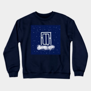 Elevator, lift, cabin, cabinet, doors, technology, light, universe, cosmos, galaxy, shine, concept Crewneck Sweatshirt